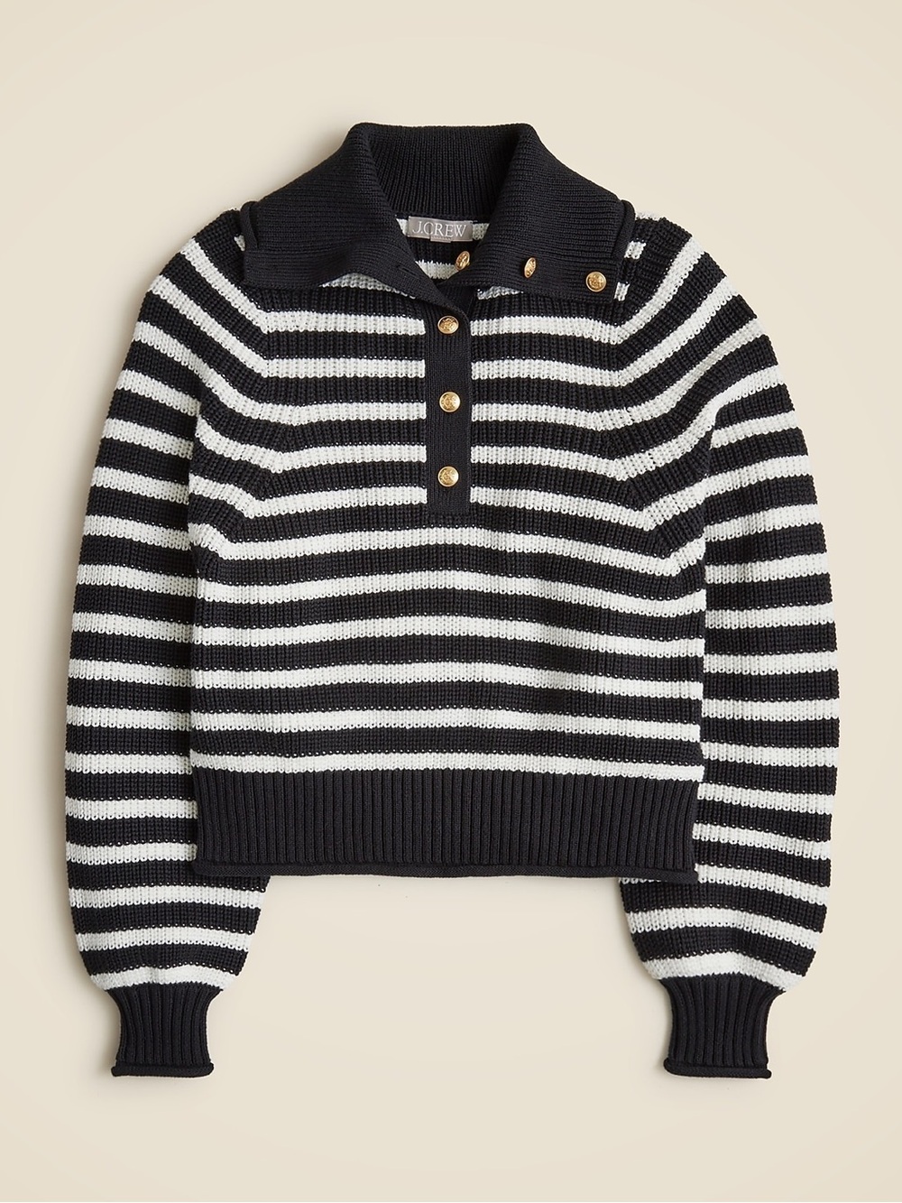 J.  Crew ribbed cotton button-collar sweater in stripe small